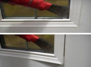 Removing beading from composite door glass